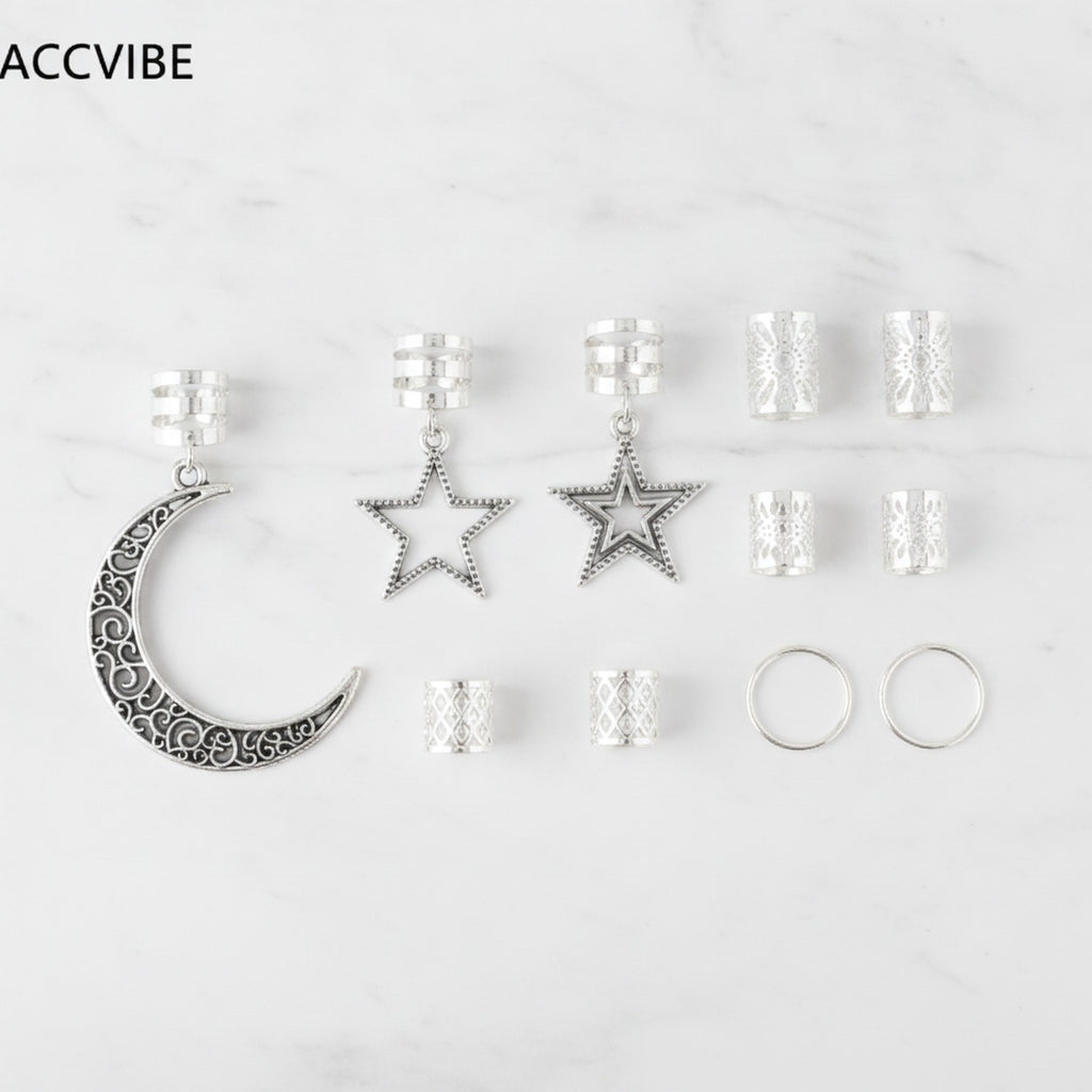 Celestial Hair Clip Charm Set - Silver – hair accessories (view 2)