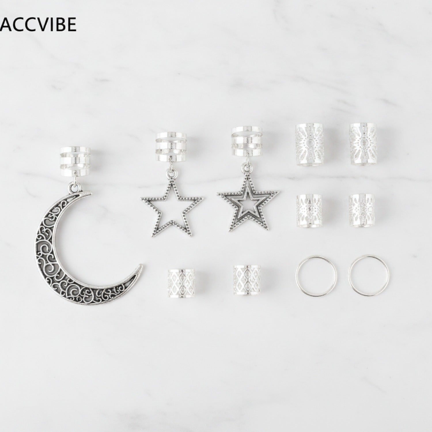 Celestial Hair Clip Charm Set - Silver – hair accessories (view 2)