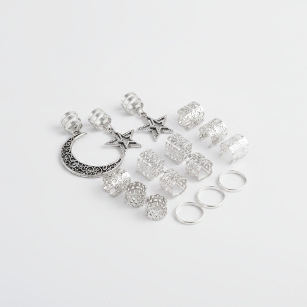 Celestial Hair Clip Charm Set - Silver