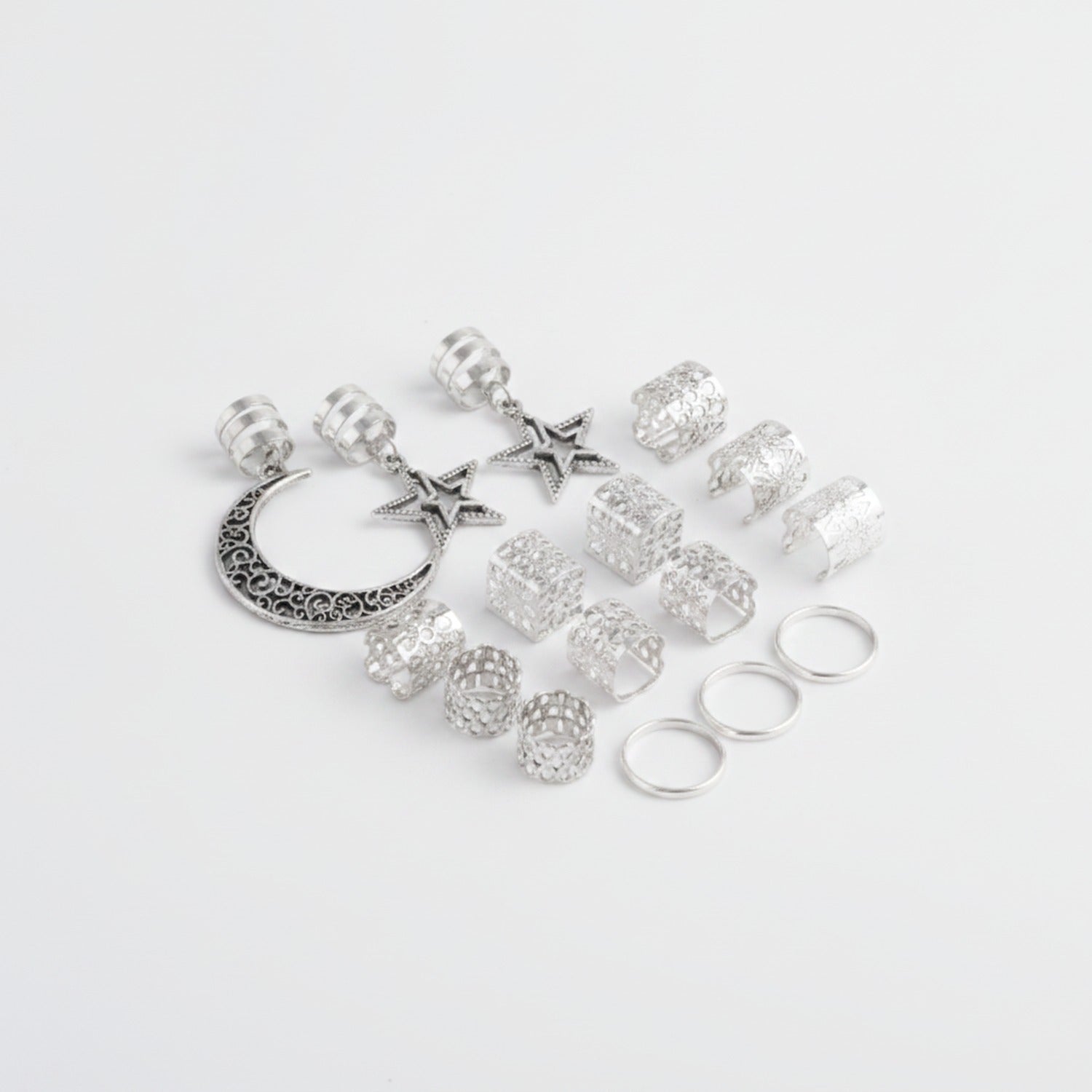 Celestial Hair Clip Charm Set - Silver