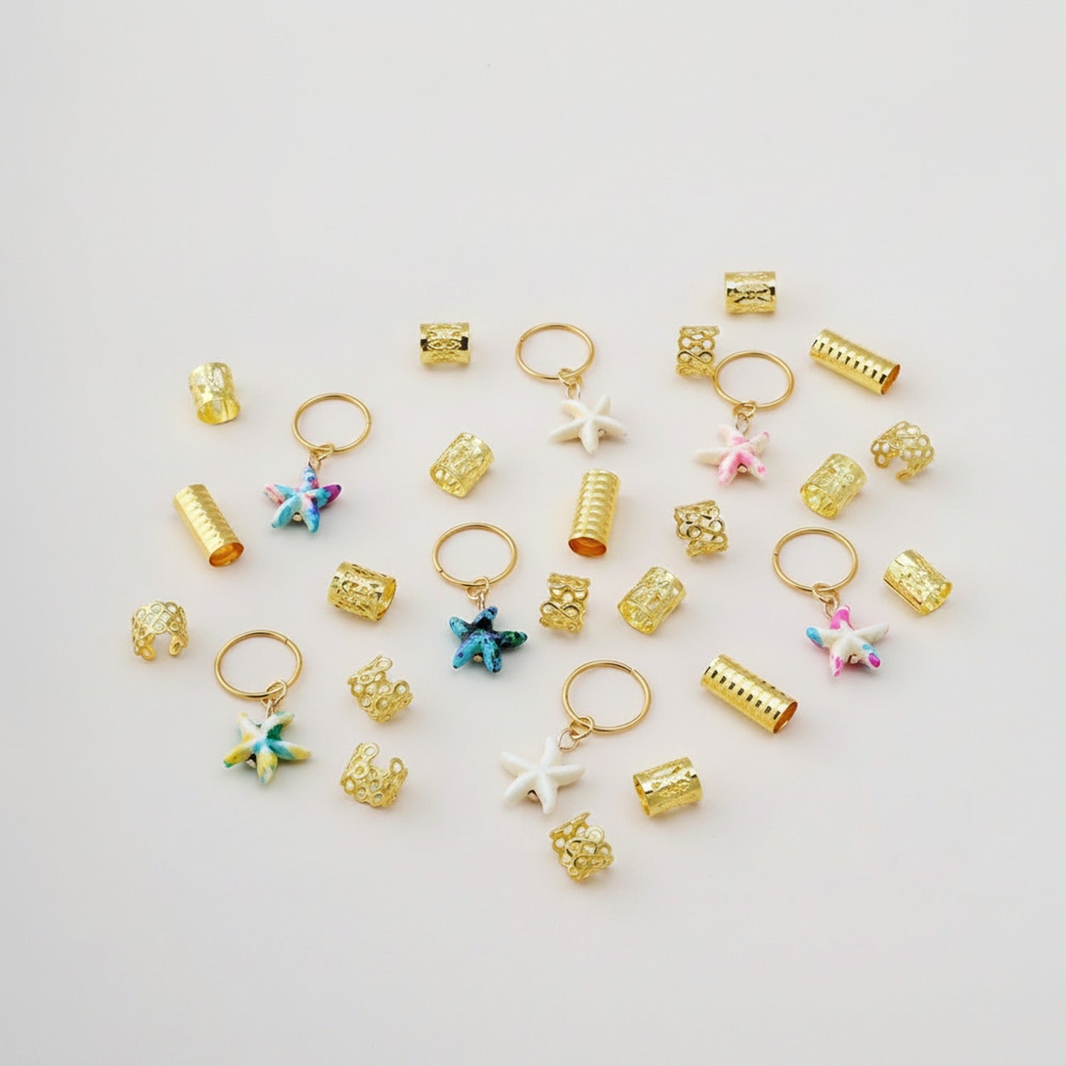 Mini Starfish Charm Keyring Set