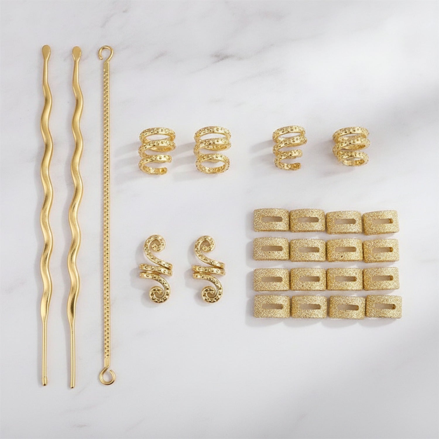 Spiral Hair Clips Assorted Set - Gold