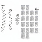 Spiral Hair Clips Assorted Set - Silver