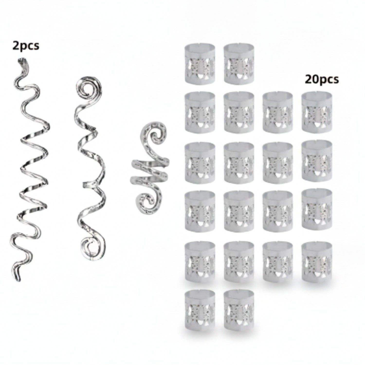 Spiral Hair Clips Assorted Set - Silver