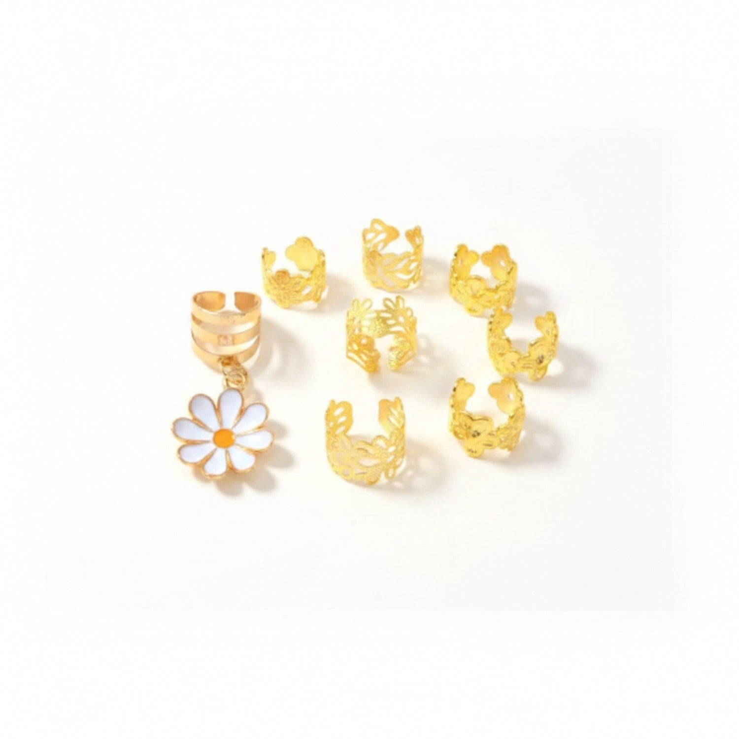 Daisy Charm Hair Clip Set - Gold