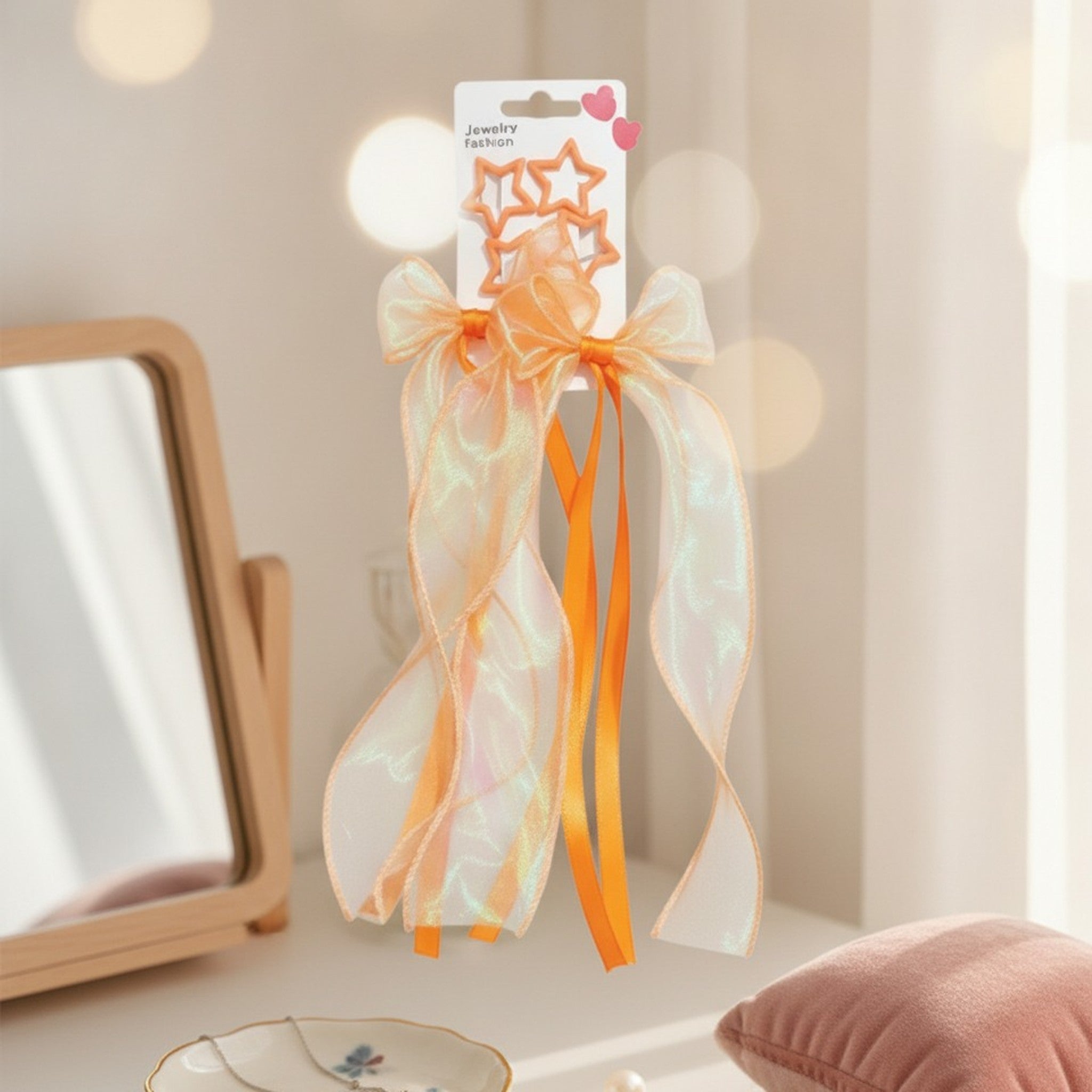 Iridescent Ribbon Hair Bow and Star Set – hair accessories (view 5)