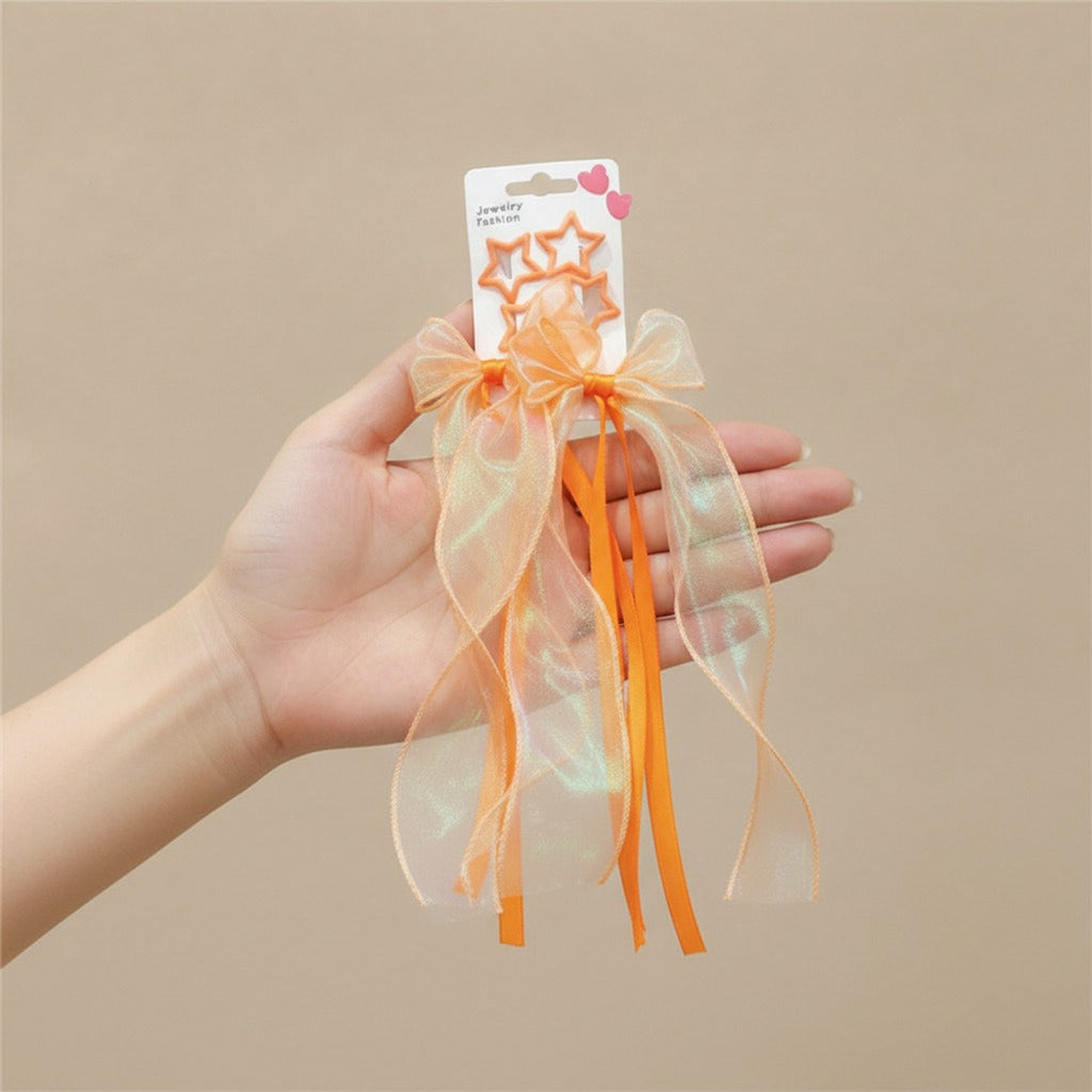Iridescent Ribbon Hair Bow and Star Set – hair accessories (view 6)