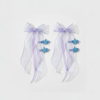 Star Charm Ballet Ponytail Clip Set - Purple
