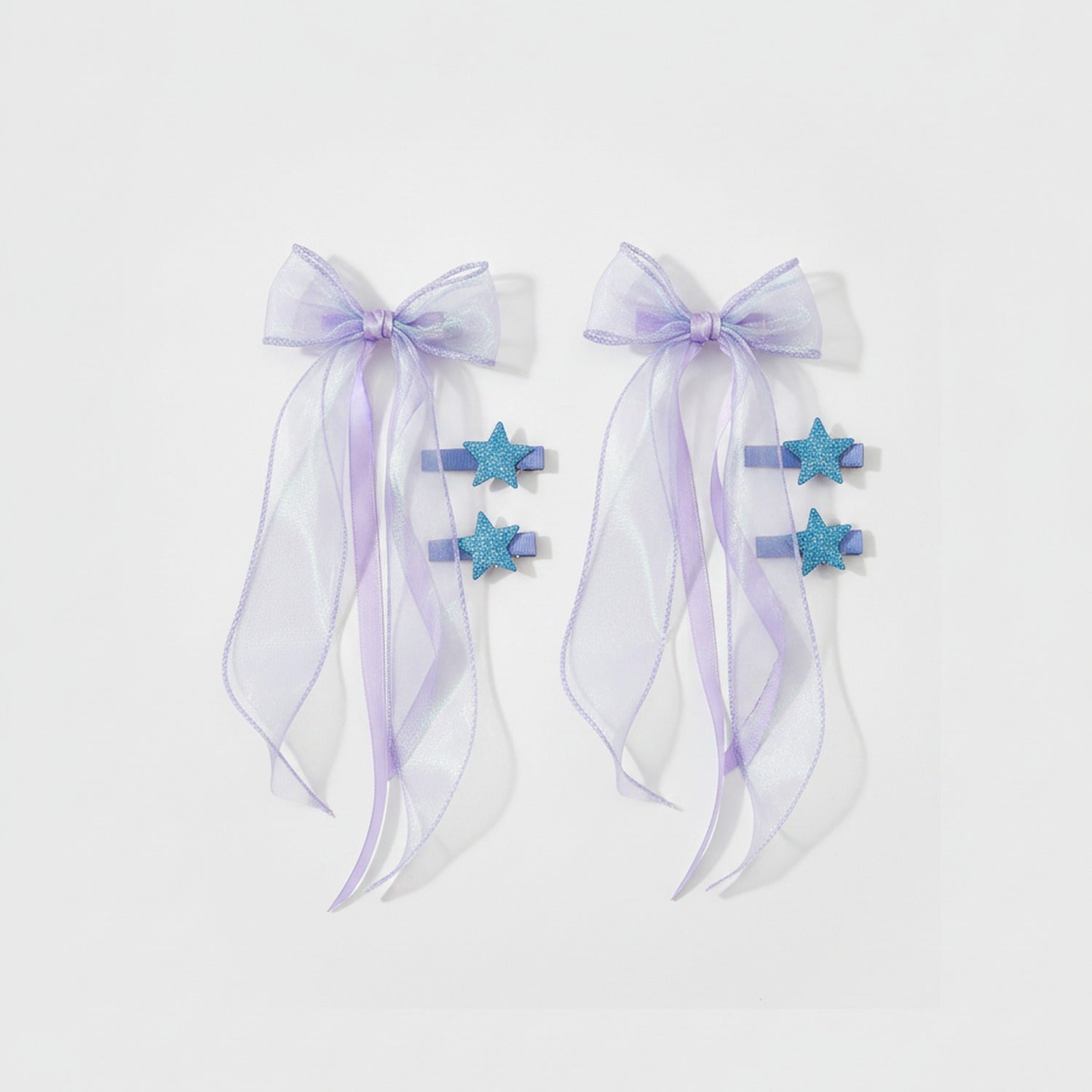 Star Charm Ballet Ponytail Clip Set - Purple