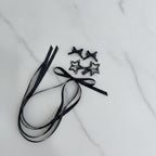 Star Bow Hair Clip Set - Black