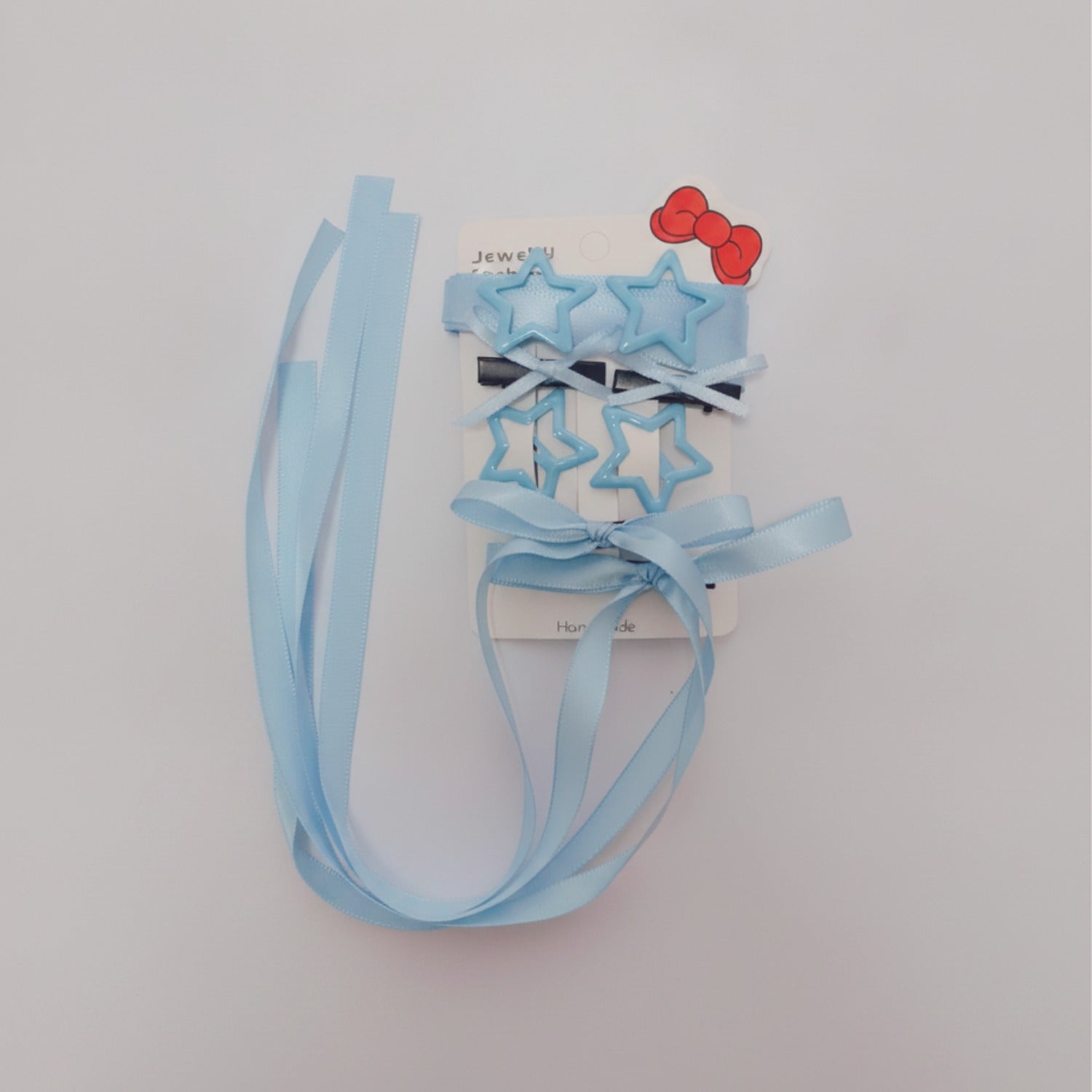 Star Bow Hair Clip Set - Blue