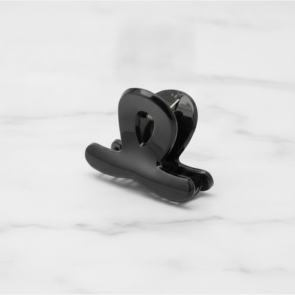 Translucent Jade Flower Hair Claw Clip - Black 3cm – hair accessories (view 3)