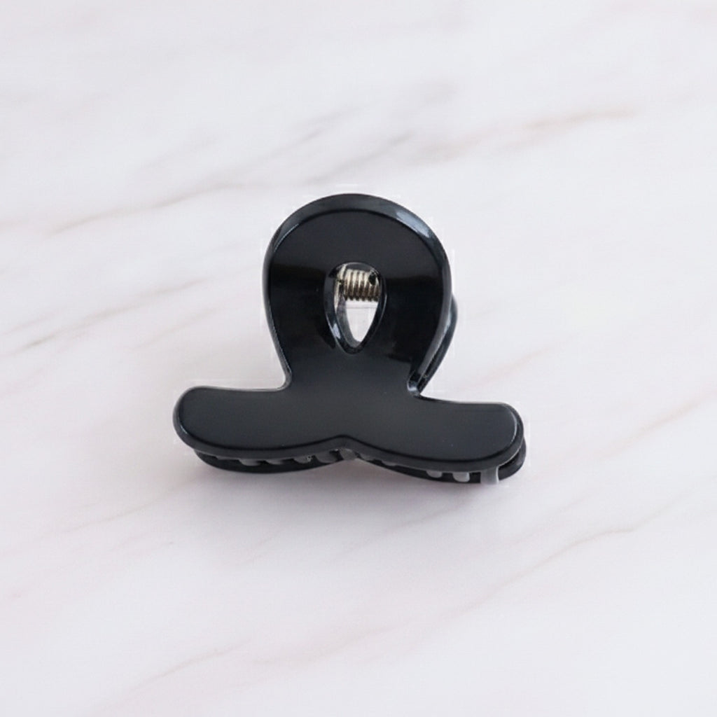 Translucent Jade Flower Hair Claw Clip - Black 3cm