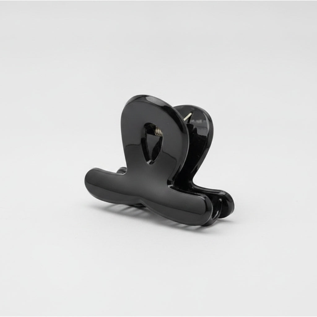 Translucent Jade Flower Hair Claw Clip - Black 3cm