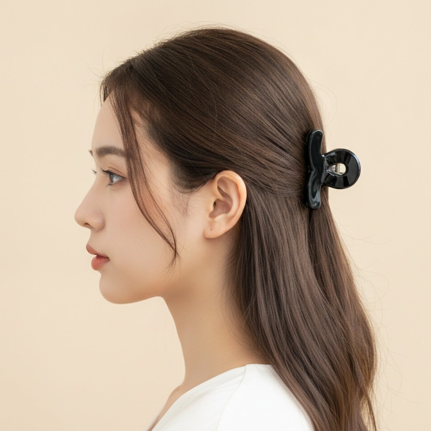 Translucent Jade Flower Hair Claw Clip - Black 3cm