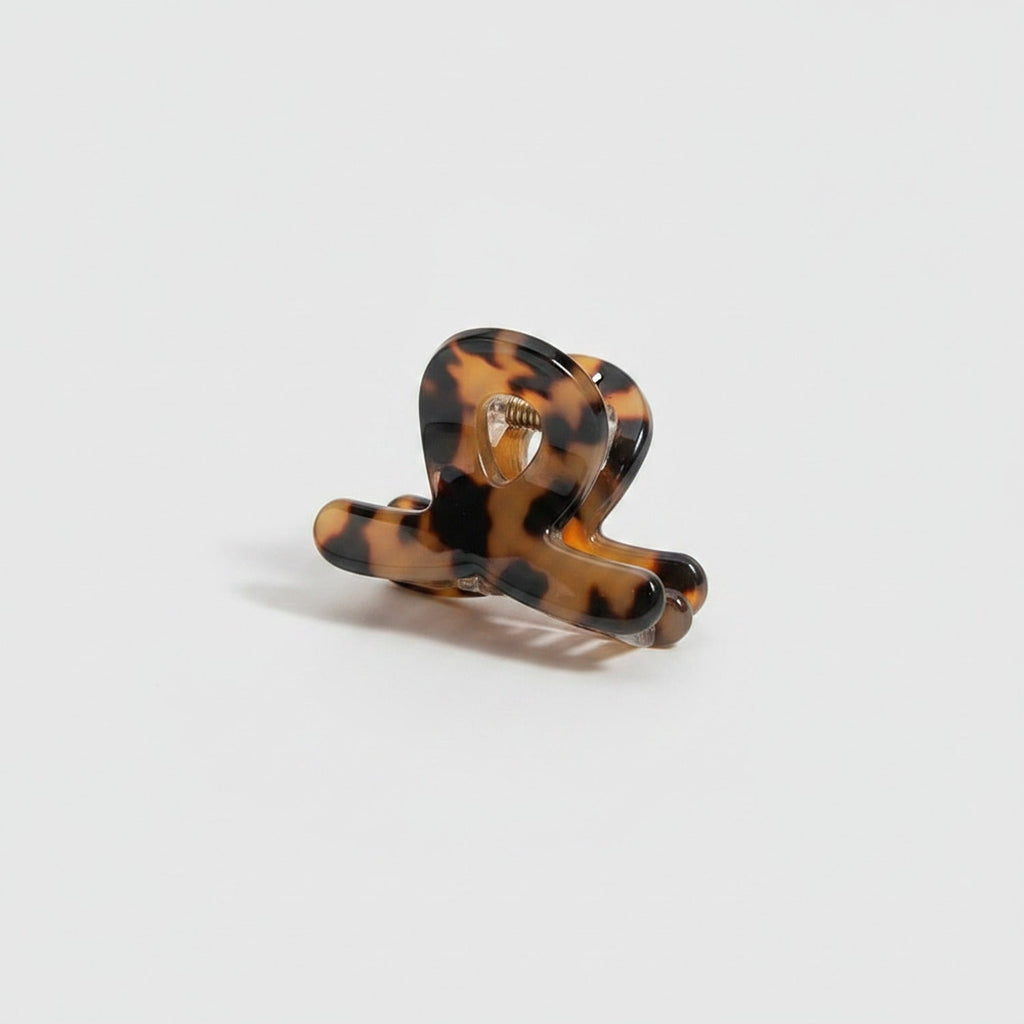 Translucent Jade Flower Hair Claw Clip - Coffee Tortoiseshell 3cm