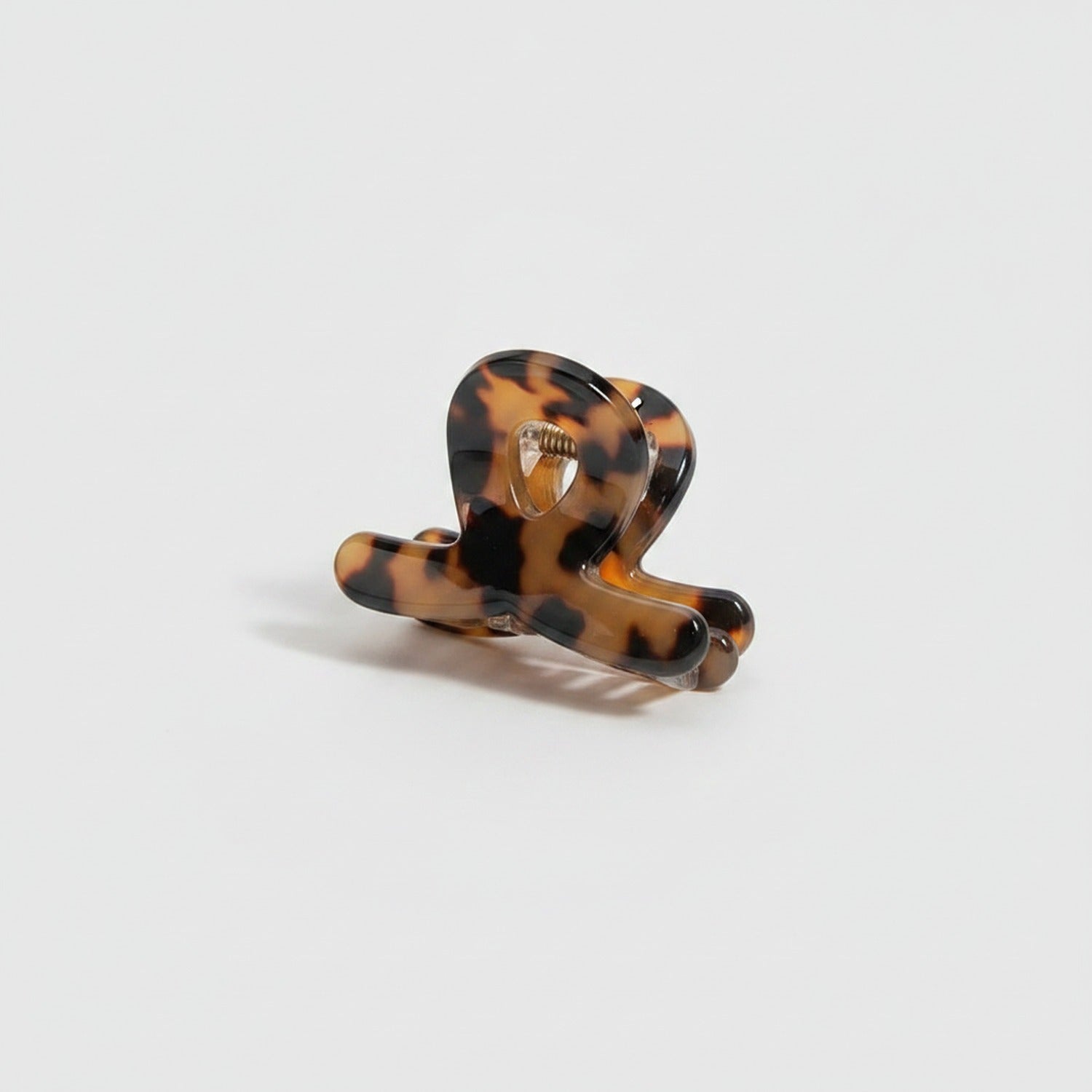 Translucent Jade Flower Hair Claw Clip - Coffee Tortoiseshell 3cm