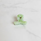 Translucent Jade Flower Hair Claw Clip - Floating Flower Green 3cm