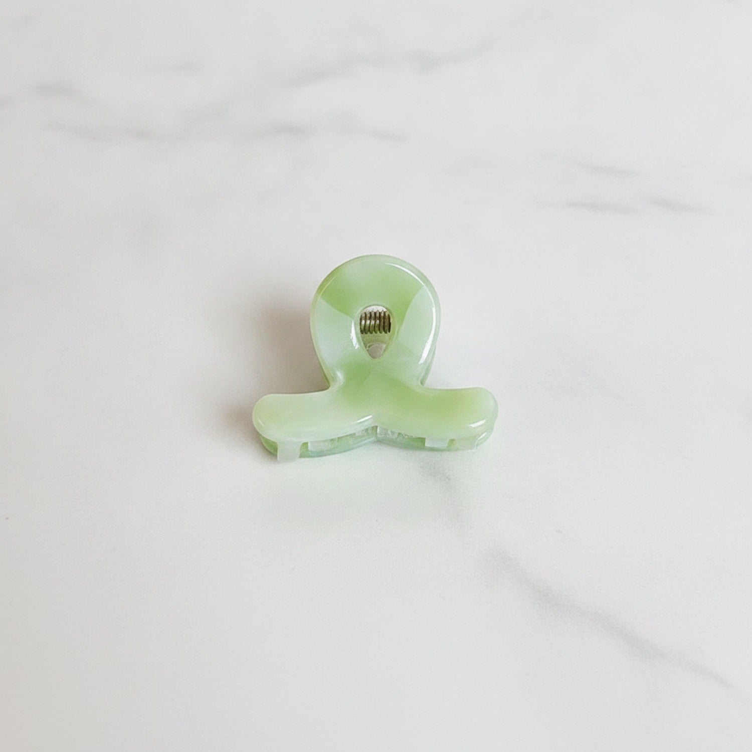 Translucent Jade Flower Hair Claw Clip - Floating Flower Green 3cm