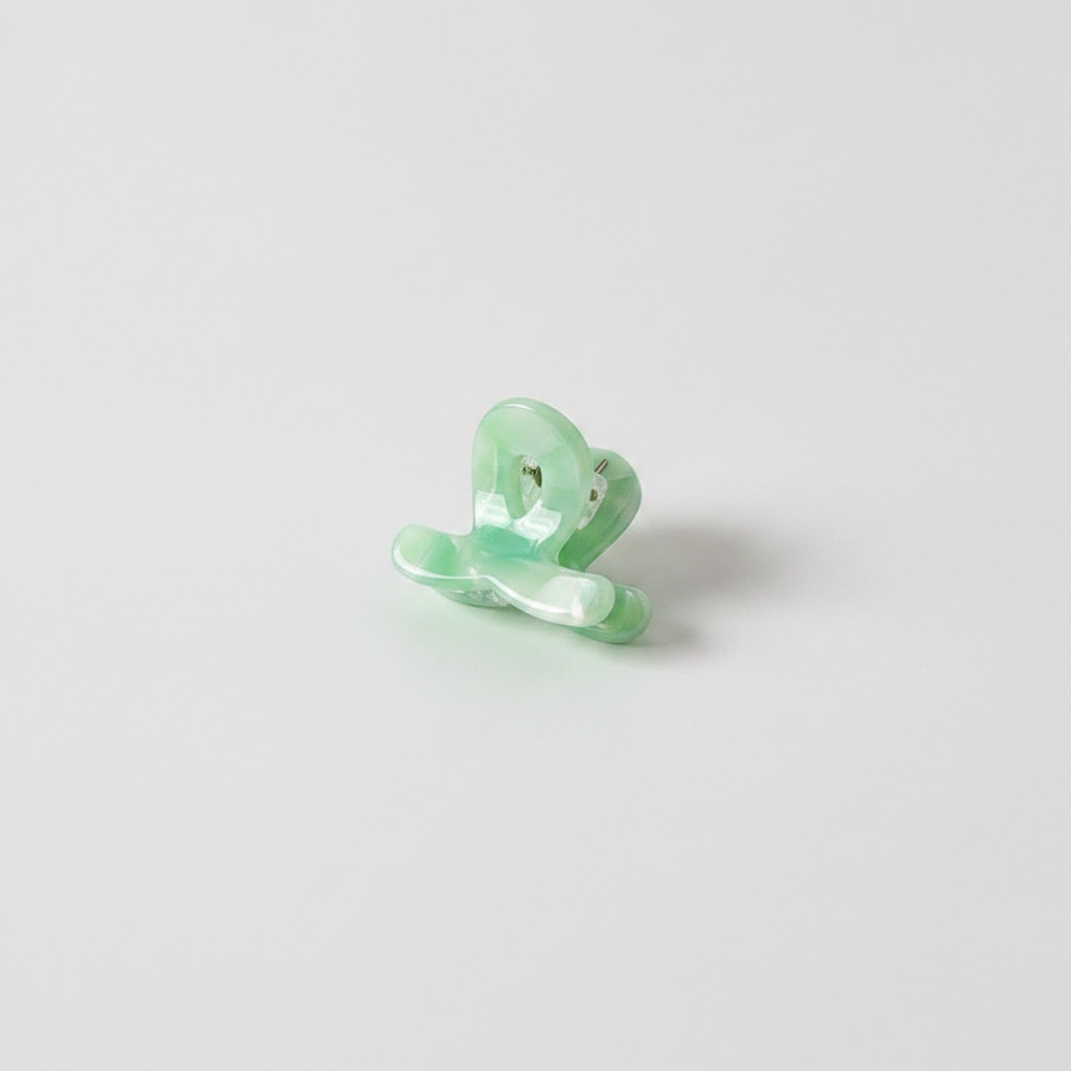 Translucent Jade Flower Hair Claw Clip - Floating Flower Green 3cm