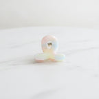 Translucent Jade Flower Hair Claw Clip - Light Rainbow 3cm