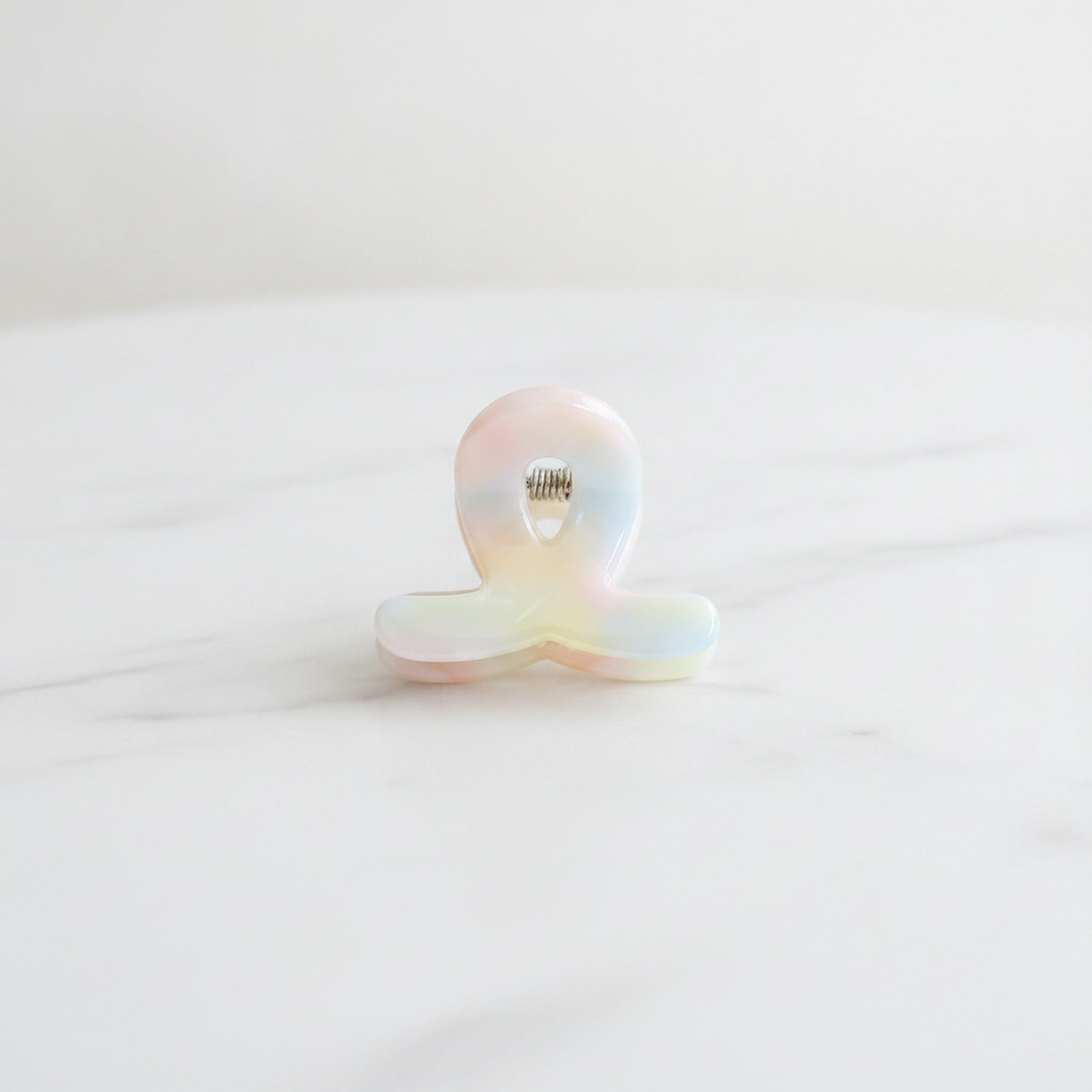 Translucent Jade Flower Hair Claw Clip - Light Rainbow 3cm