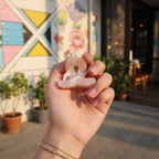 Translucent Jade Flower Hair Claw Clip - Peach Pink 3cm – hair accessories (view 3)