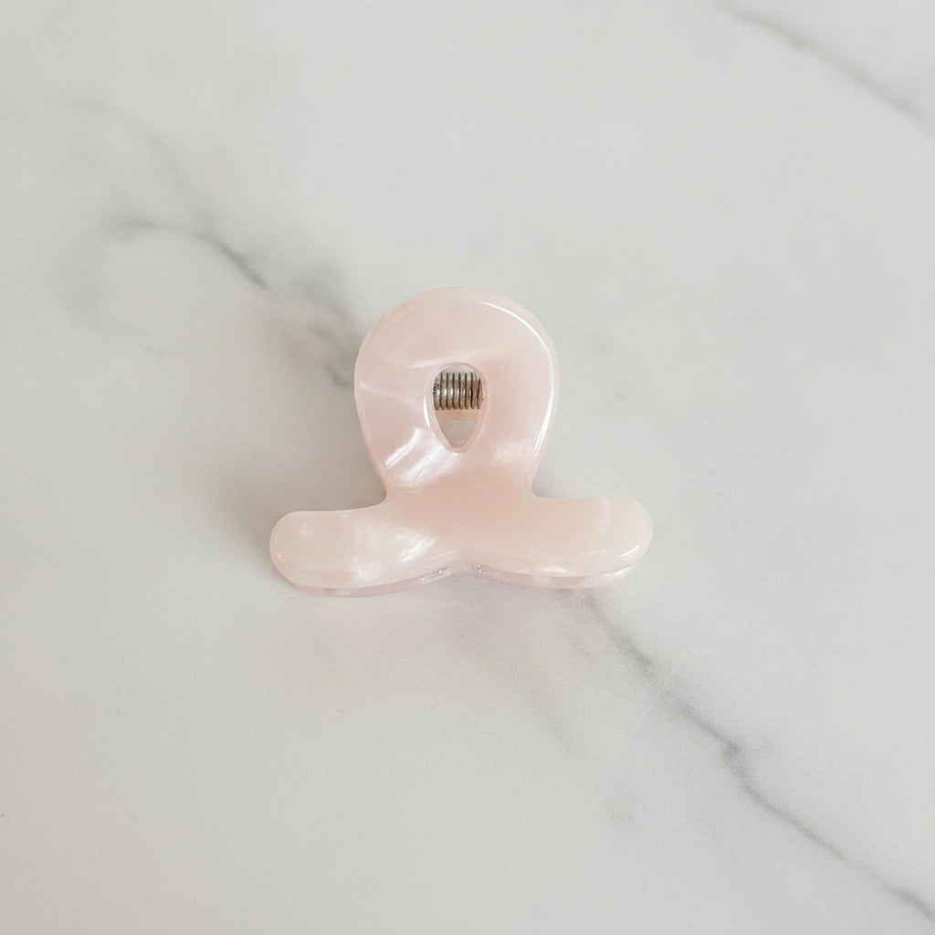Translucent Jade Flower Hair Claw Clip - Peach Pink 3cm