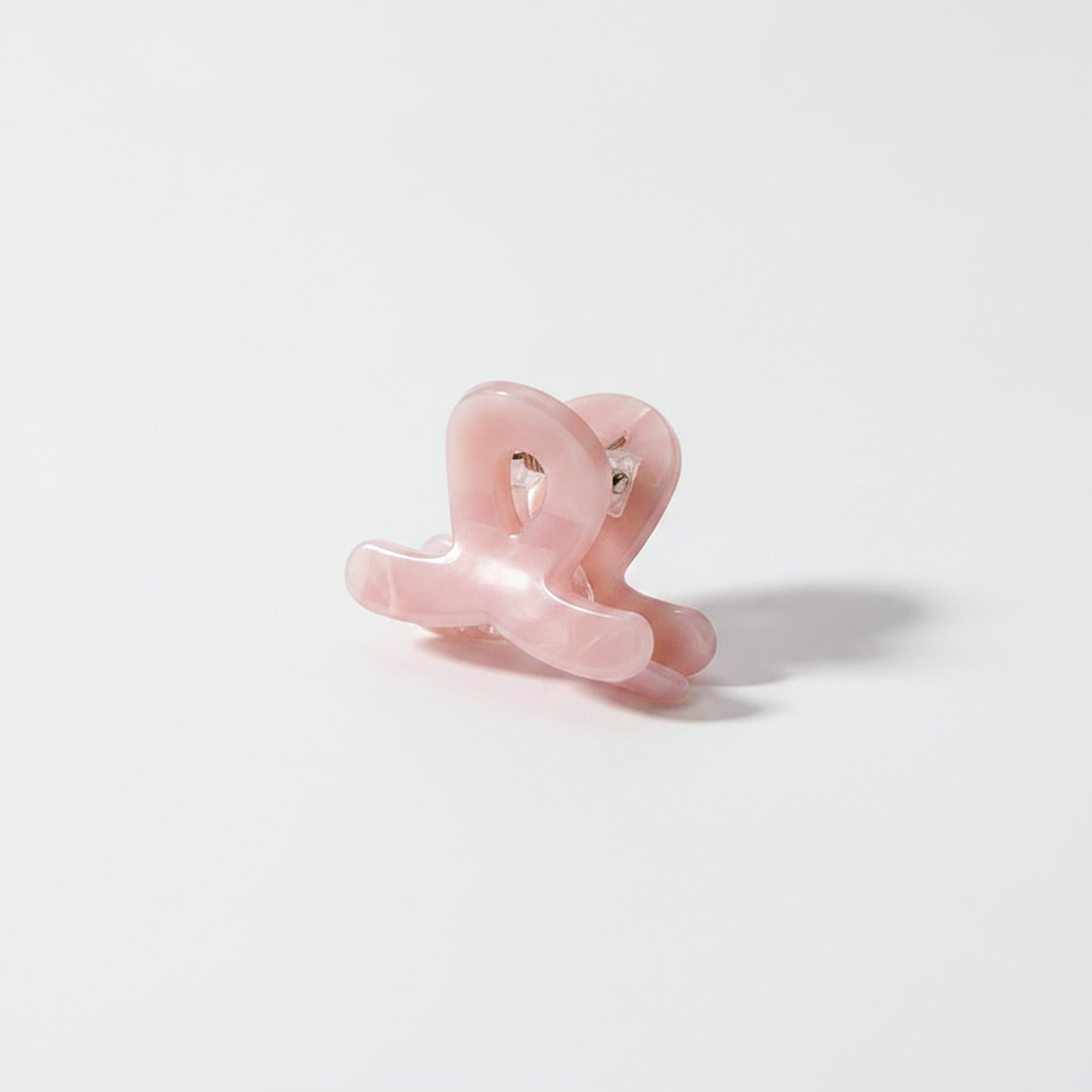 Translucent Jade Flower Hair Claw Clip - Peach Pink 3cm