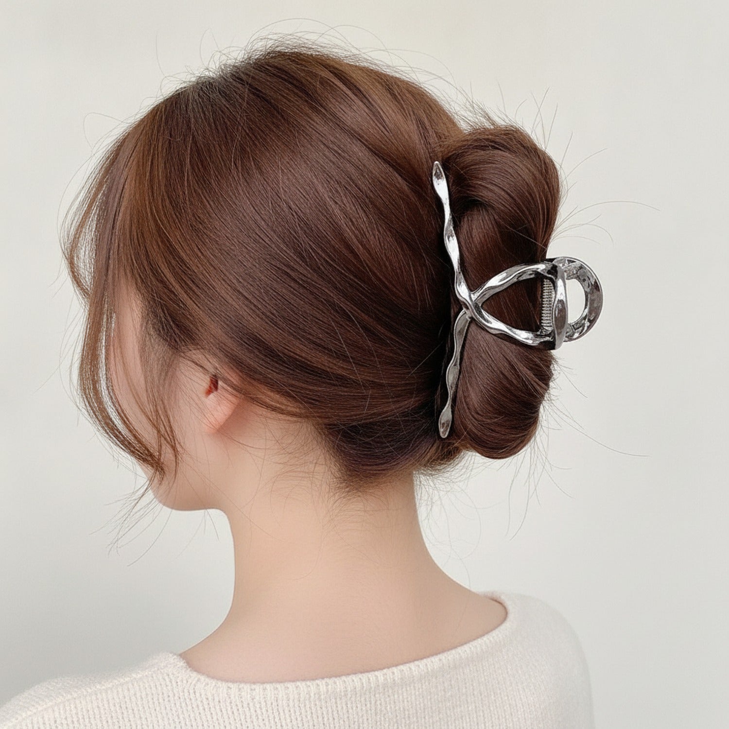 Layered Star Hair Claw Clip - Silver Five-Star 4.7CM