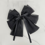 Textured Bow Hair Claw Clip - Black