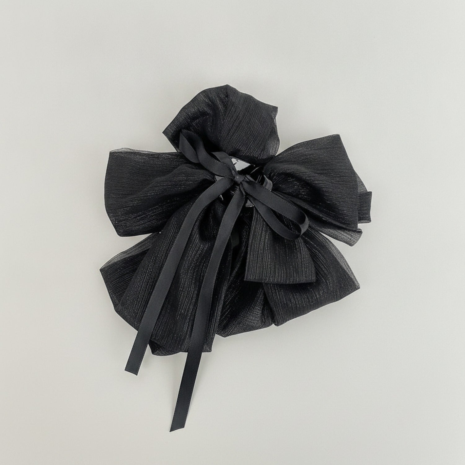 Textured Bow Hair Claw Clip - Black
