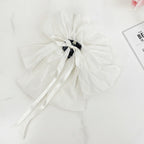 Textured Bow Hair Claw Clip - White