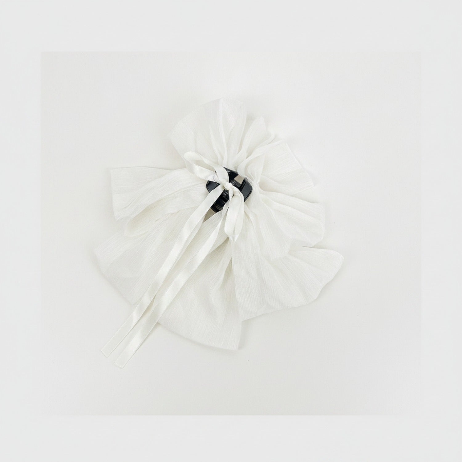 Textured Bow Hair Claw Clip - White