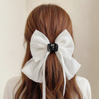 Textured Bow Hair Claw Clip - White