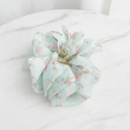 Floral Fabric Hair Claw Clip - Teal 11CM