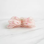 Floral Fabric Hair Claw Clip - Pink 11cm