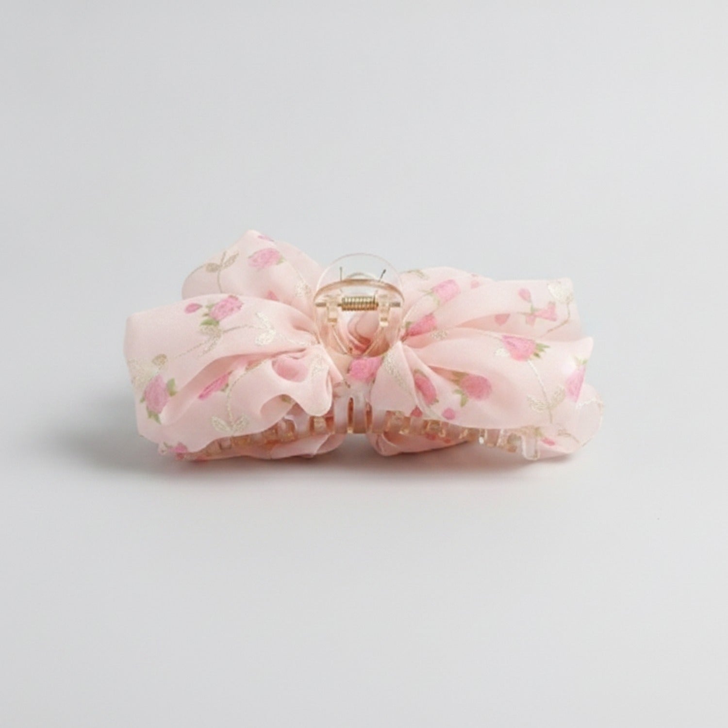 Floral Fabric Hair Claw Clip - Pink 11cm