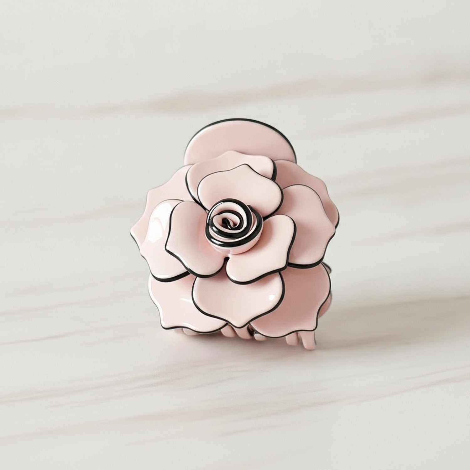 Pink Flower Pearl Hair Claw Clip