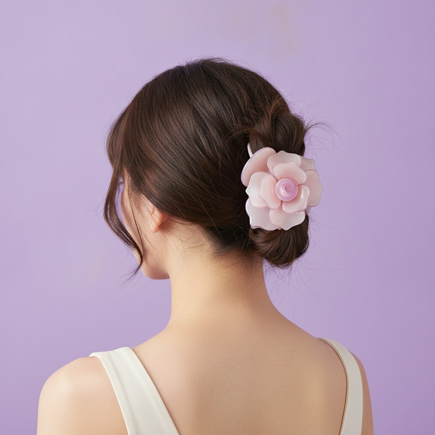 Pink Flower Pearl Hair Claw Clip