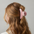 Hair Claw Clip - Red Pink Plaid