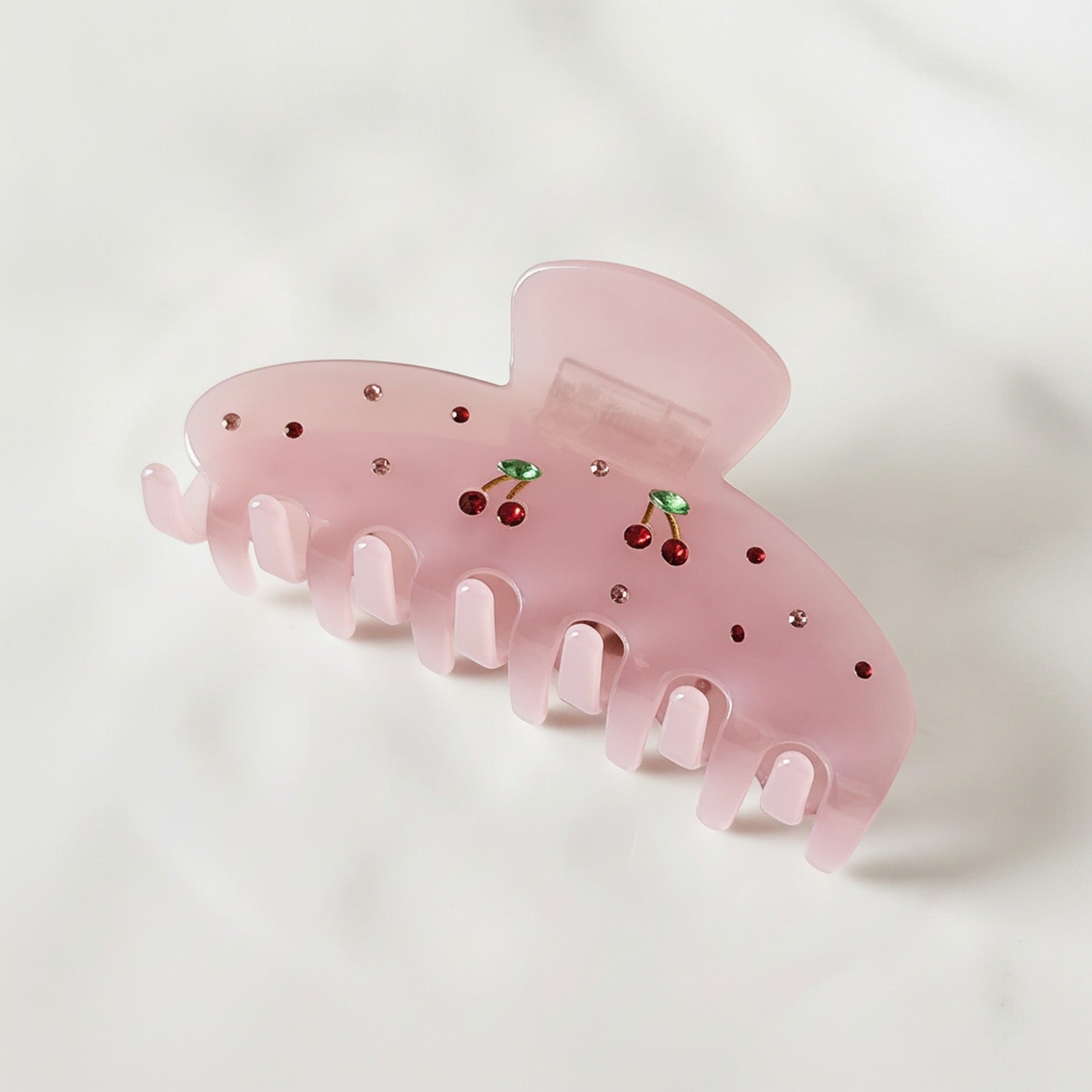 Cherry Rhinestone Hair Claw Clip - Diamond Cherry Claw Clip - Pink