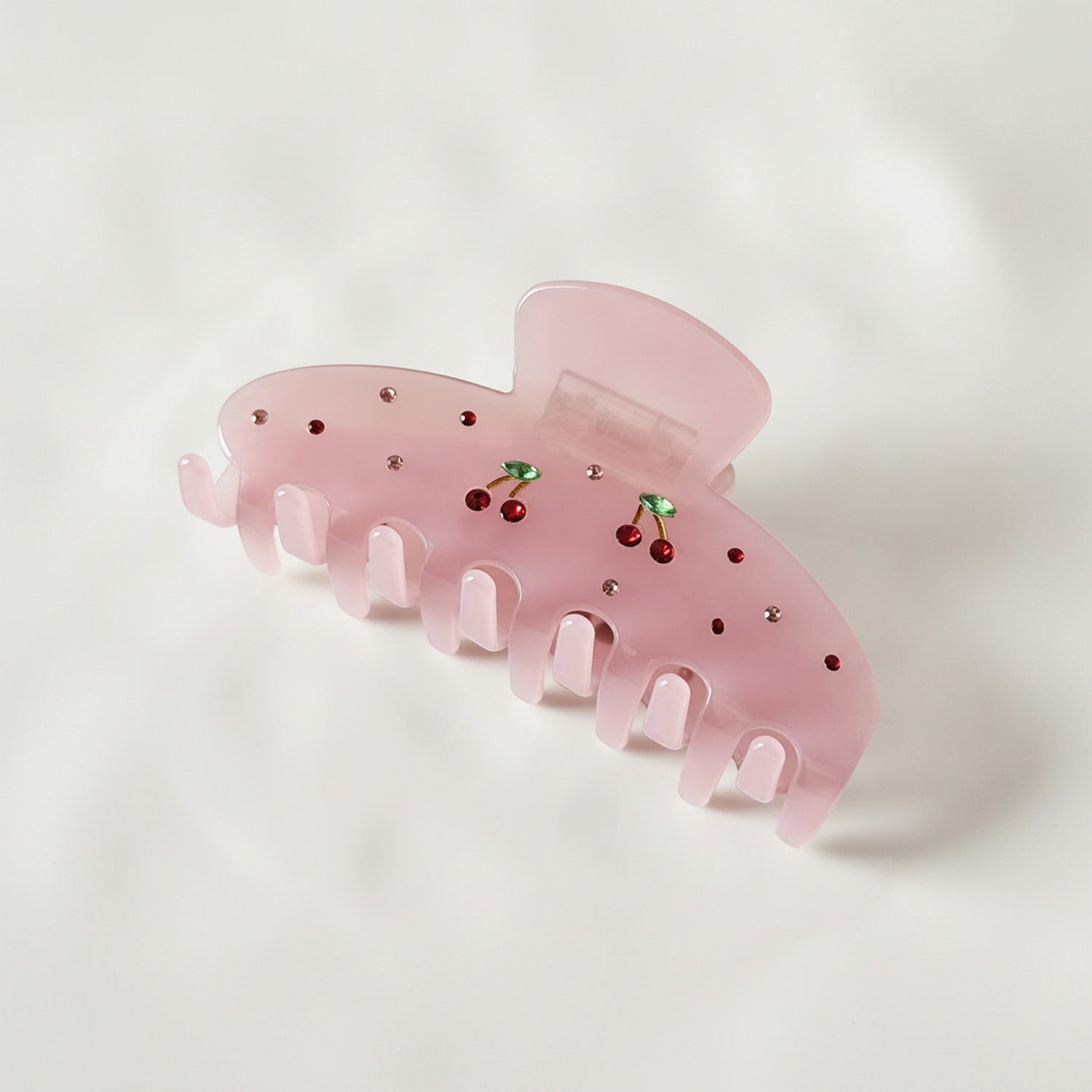 Cherry Rhinestone Hair Claw Clip - Diamond Cherry Claw Clip - Pink