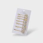 Marble Stone Gold Hair Clips Flower Charm Set