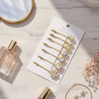 Marble Stone Gold Hair Clips Flower Charm Set – hair accessories (view 2)