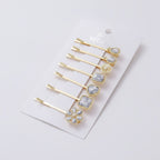 Marble Stone Gold Hair Clips Flower Charm Set – hair accessories (view 1)