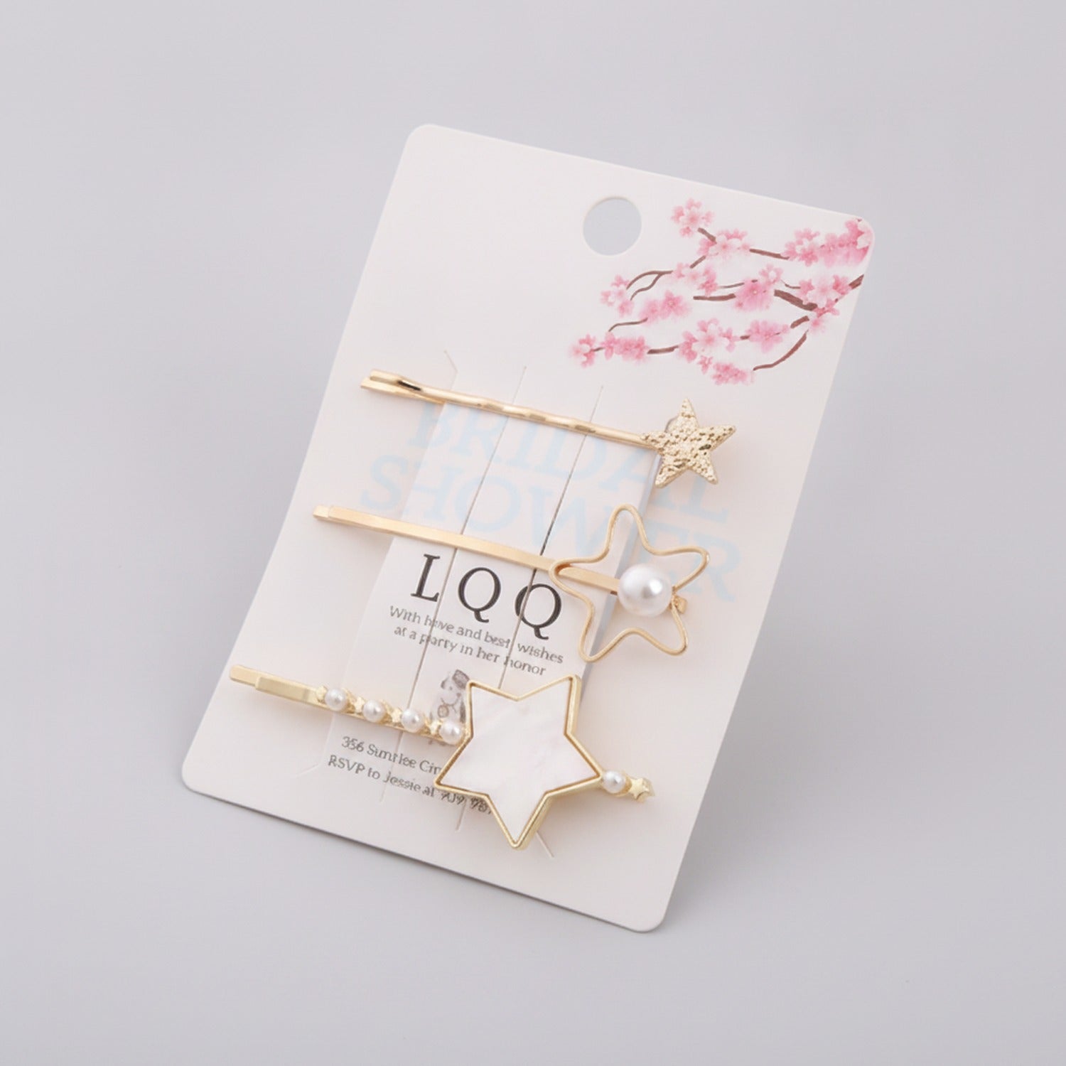 Gold Star Hair Clips With Flower Aesthetic