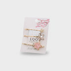 Gold Star Pearl Hair Clips Set Pink Floral