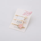 Gold Star Pearl Hair Clips Set Pink Floral – hair accessories (view 1)