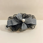 Mesh Striped Pearl Banana Hair Clip – hair accessories (view 1)
